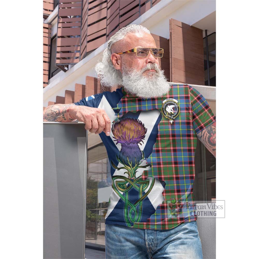 Norvel Tartan Family Crest Cotton T-shirt Scottish Thistle Celtic Inspired - Tartan Vibes Clothing