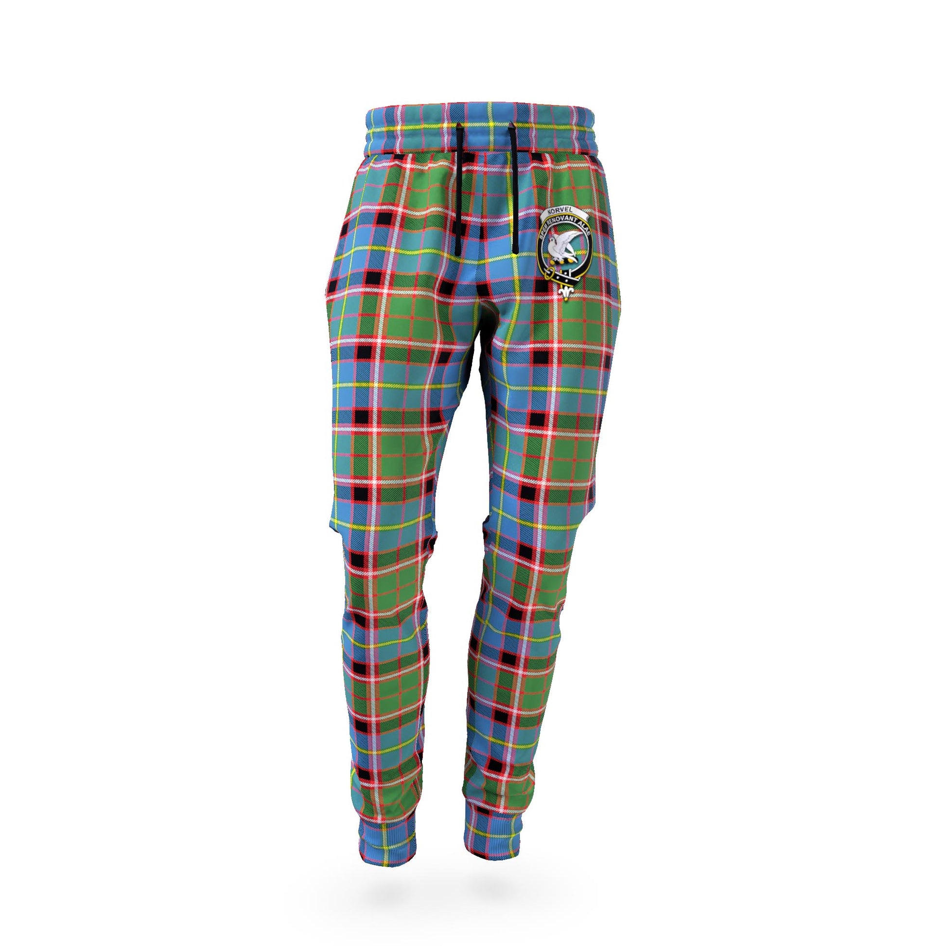 Norvel Tartan Joggers Pants with Family Crest - Tartan Vibes Clothing