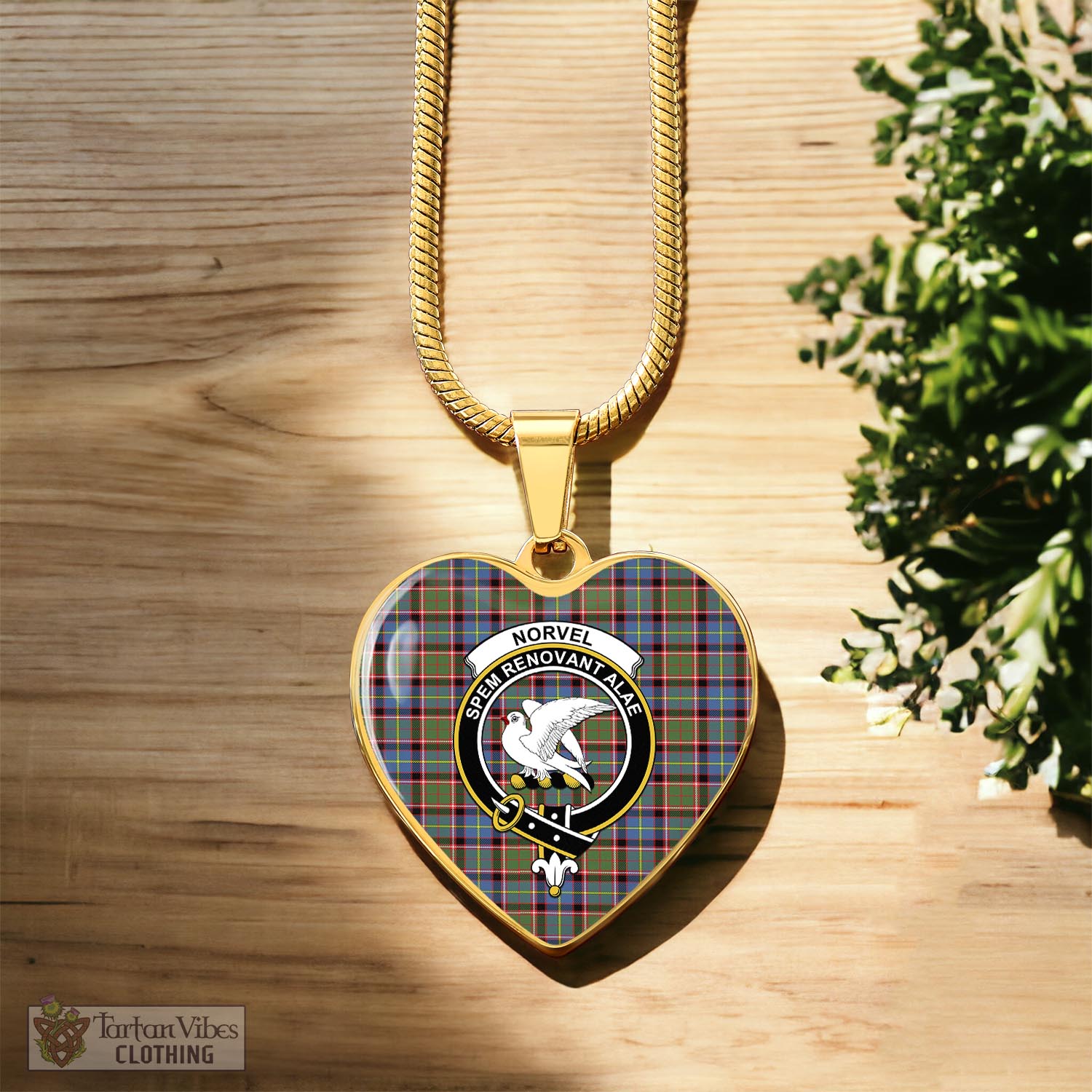 Norvel Tartan Heart Necklace with Family Crest Luxury Necklace (Gold) No - Tartan Vibes Clothing