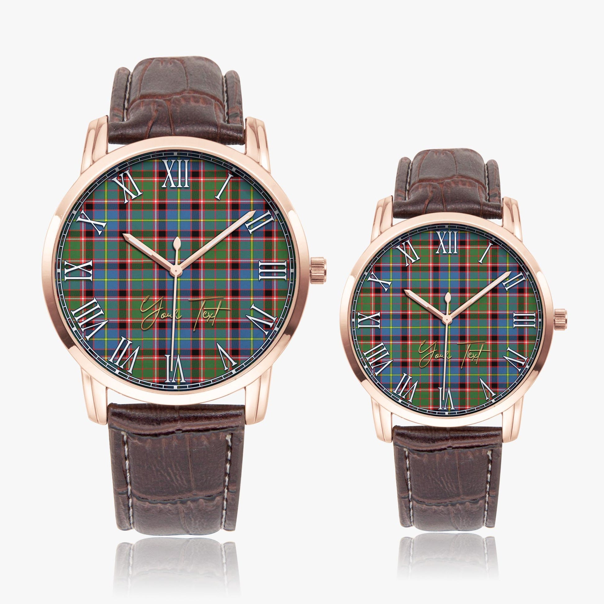 Norvel Tartan Personalized Your Text Leather Trap Quartz Watch - Tartan Vibes Clothing