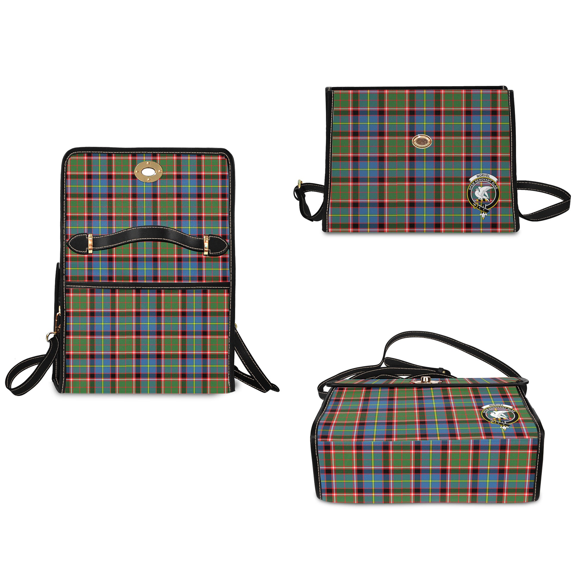 norvel-tartan-leather-strap-waterproof-canvas-bag-with-family-crest