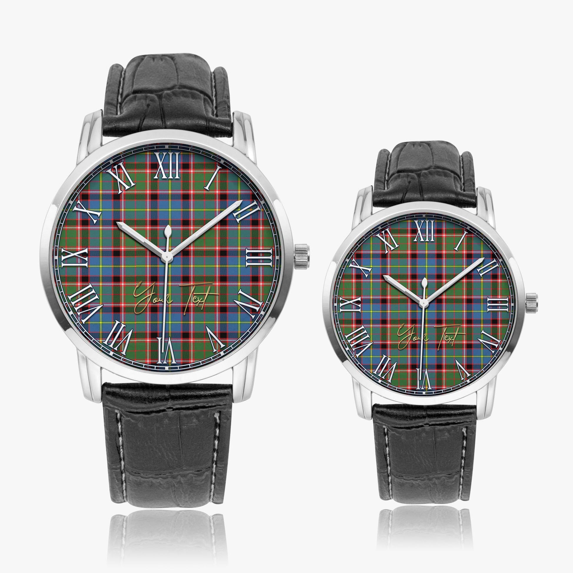 Norvel Tartan Personalized Your Text Leather Trap Quartz Watch - Tartan Vibes Clothing