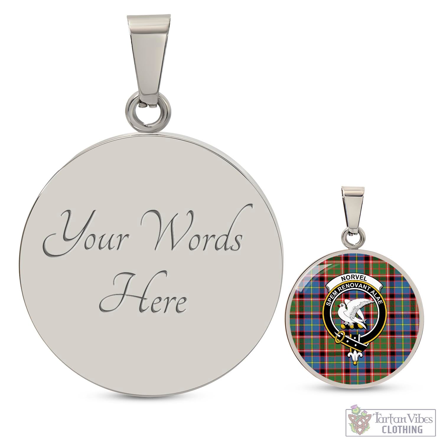 Norvel Tartan Circle Necklace with Family Crest Luxury Necklace (Silver) Yes - Tartan Vibes Clothing