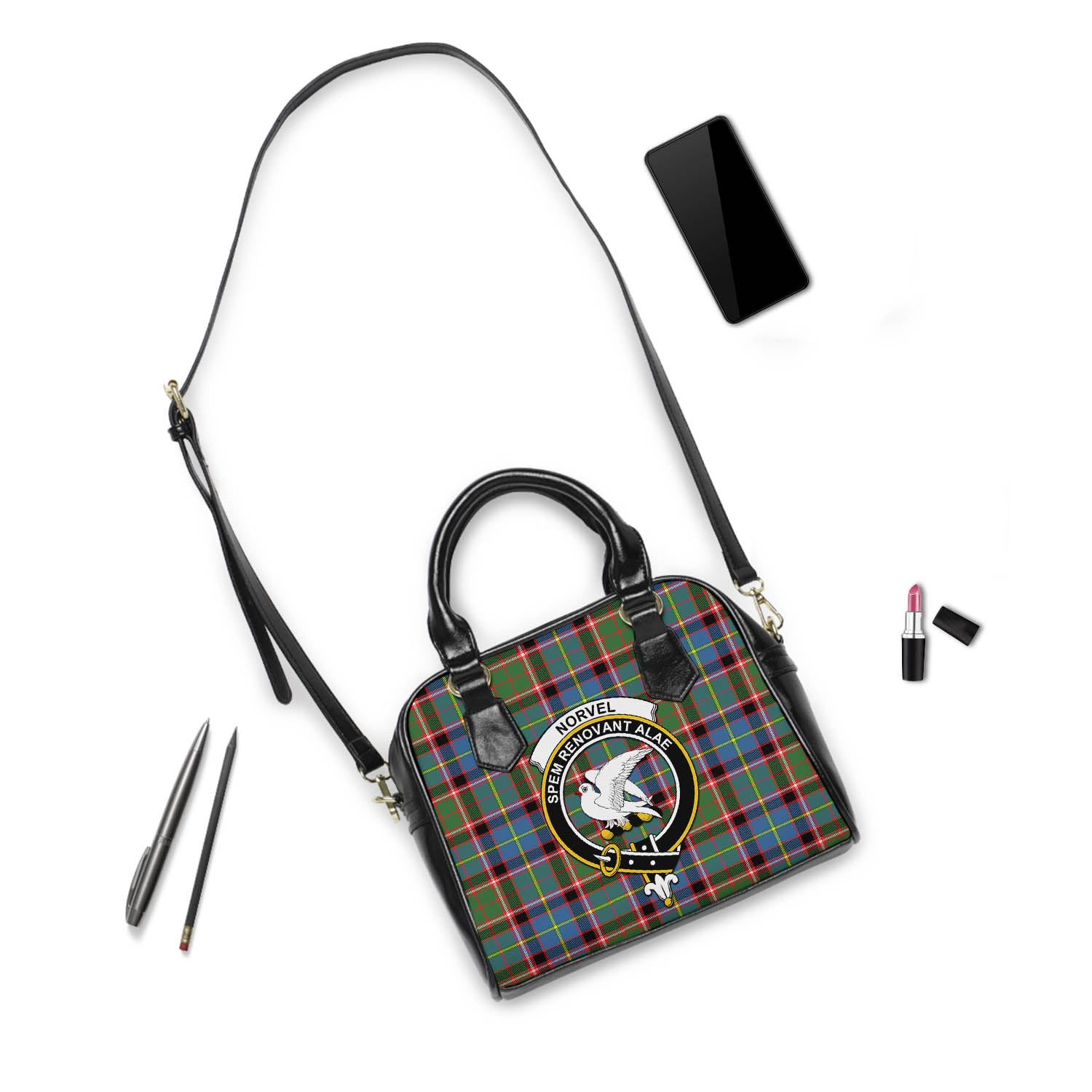 Norvel Tartan Shoulder Handbags with Family Crest - Tartan Vibes Clothing