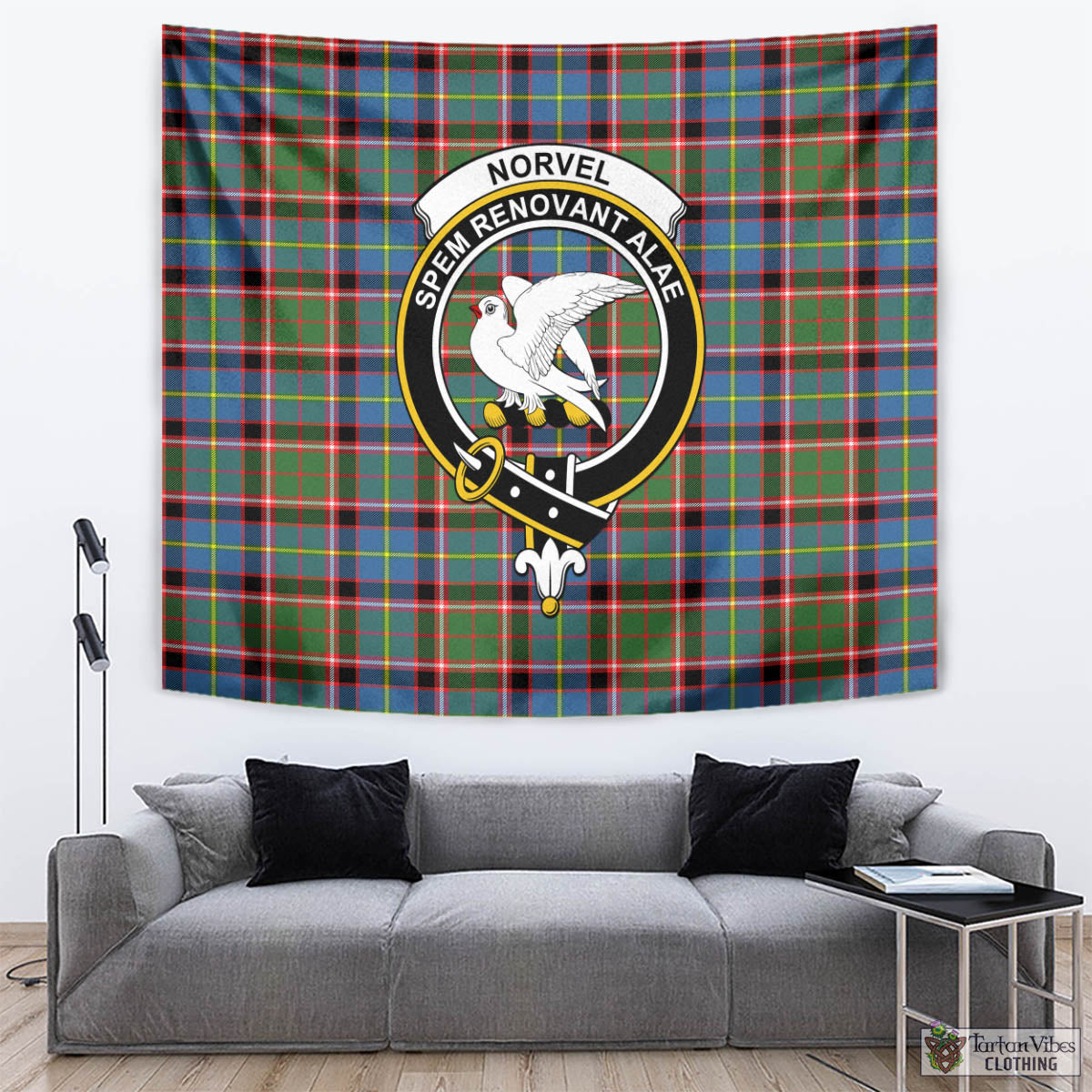 Norvel Tartan Tapestry Wall Hanging and Home Decor for Room with Family Crest - Tartan Vibes Clothing