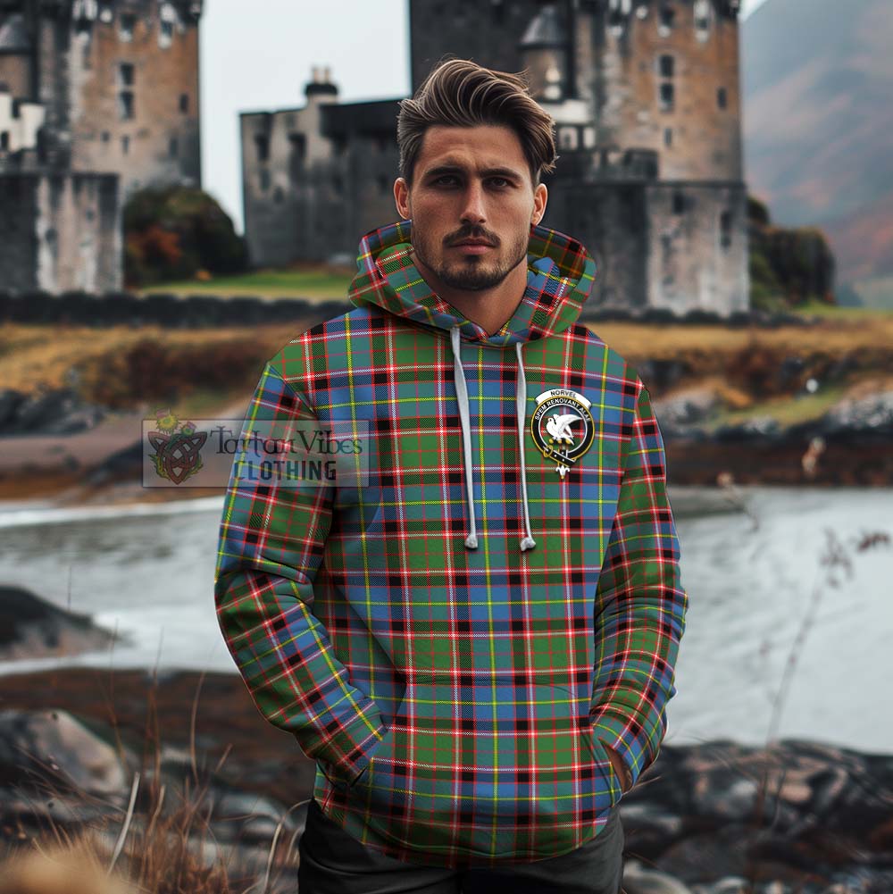 Norvel Tartan Cotton Hoodie with Family Crest Celtic Skull Style - Tartan Vibes Clothing