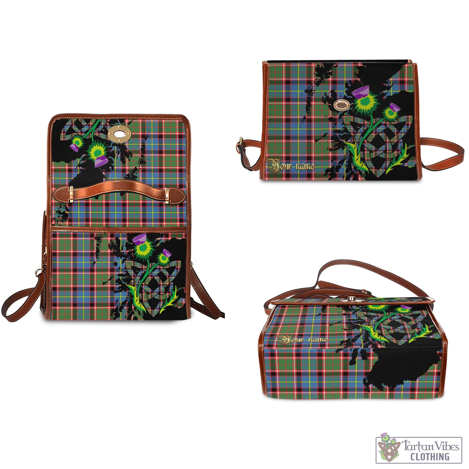 Tartan Vibes Clothing Norvel Tartan Waterproof Canvas Bag with Scotland Map and Thistle Celtic Accents