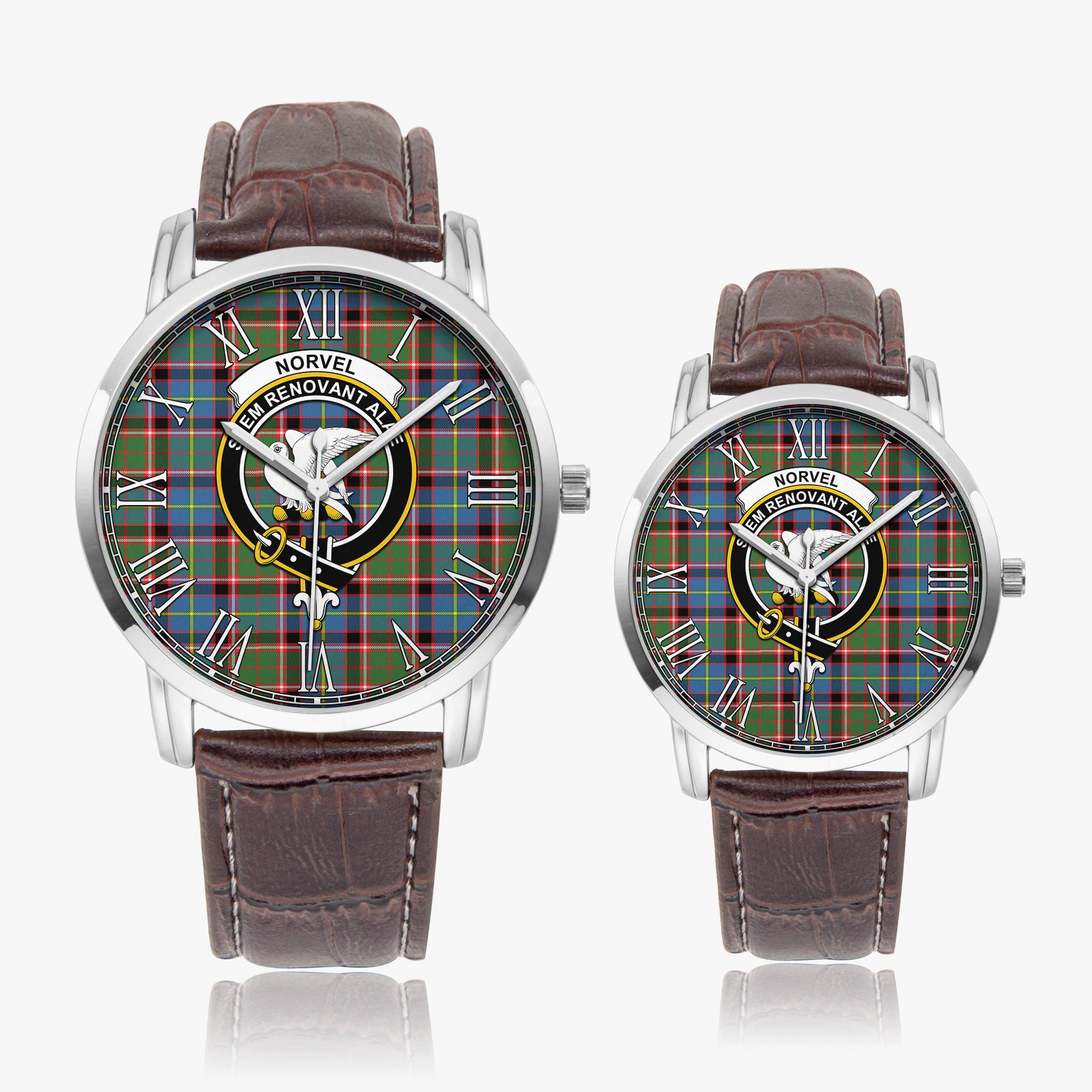 Norvel Tartan Family Crest Leather Strap Quartz Watch - Tartan Vibes Clothing