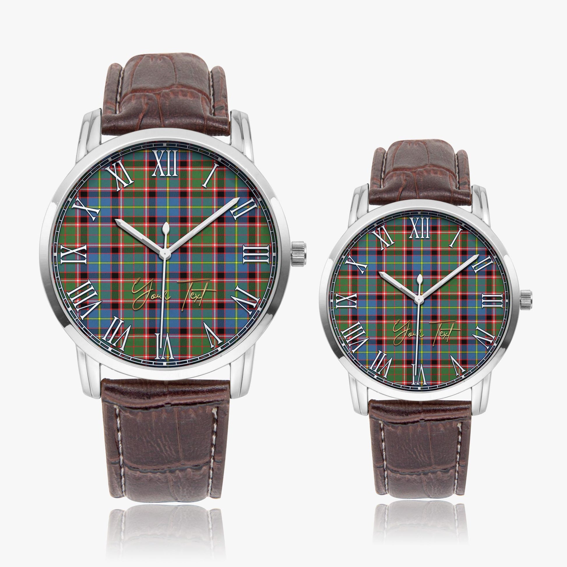 Norvel Tartan Personalized Your Text Leather Trap Quartz Watch - Tartan Vibes Clothing