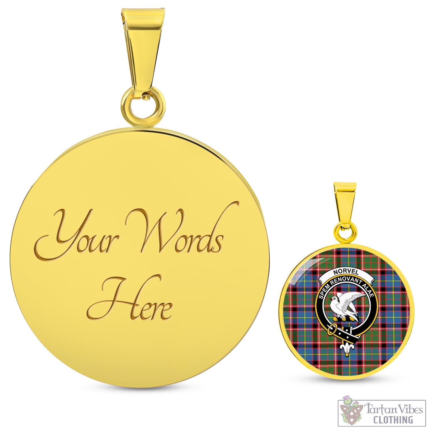 Norvel Tartan Circle Necklace with Family Crest Luxury Necklace (Gold) Yes - Tartan Vibes Clothing