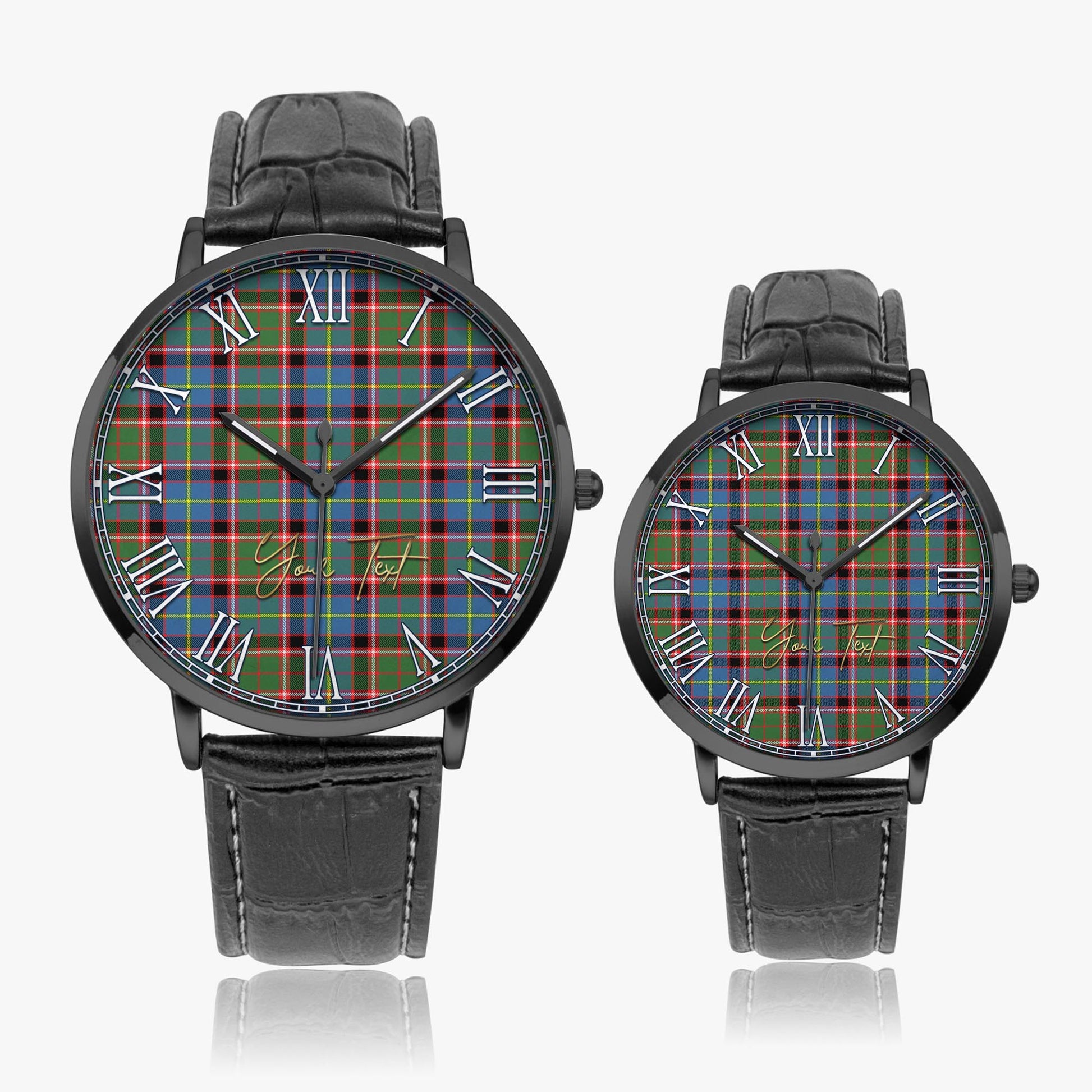 Norvel Tartan Personalized Your Text Leather Trap Quartz Watch - Tartan Vibes Clothing