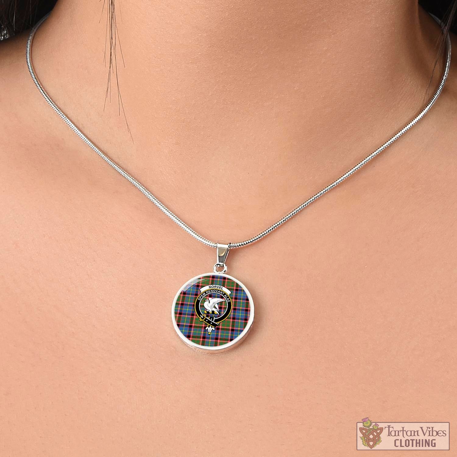 Norvel Tartan Circle Necklace with Family Crest - Tartan Vibes Clothing