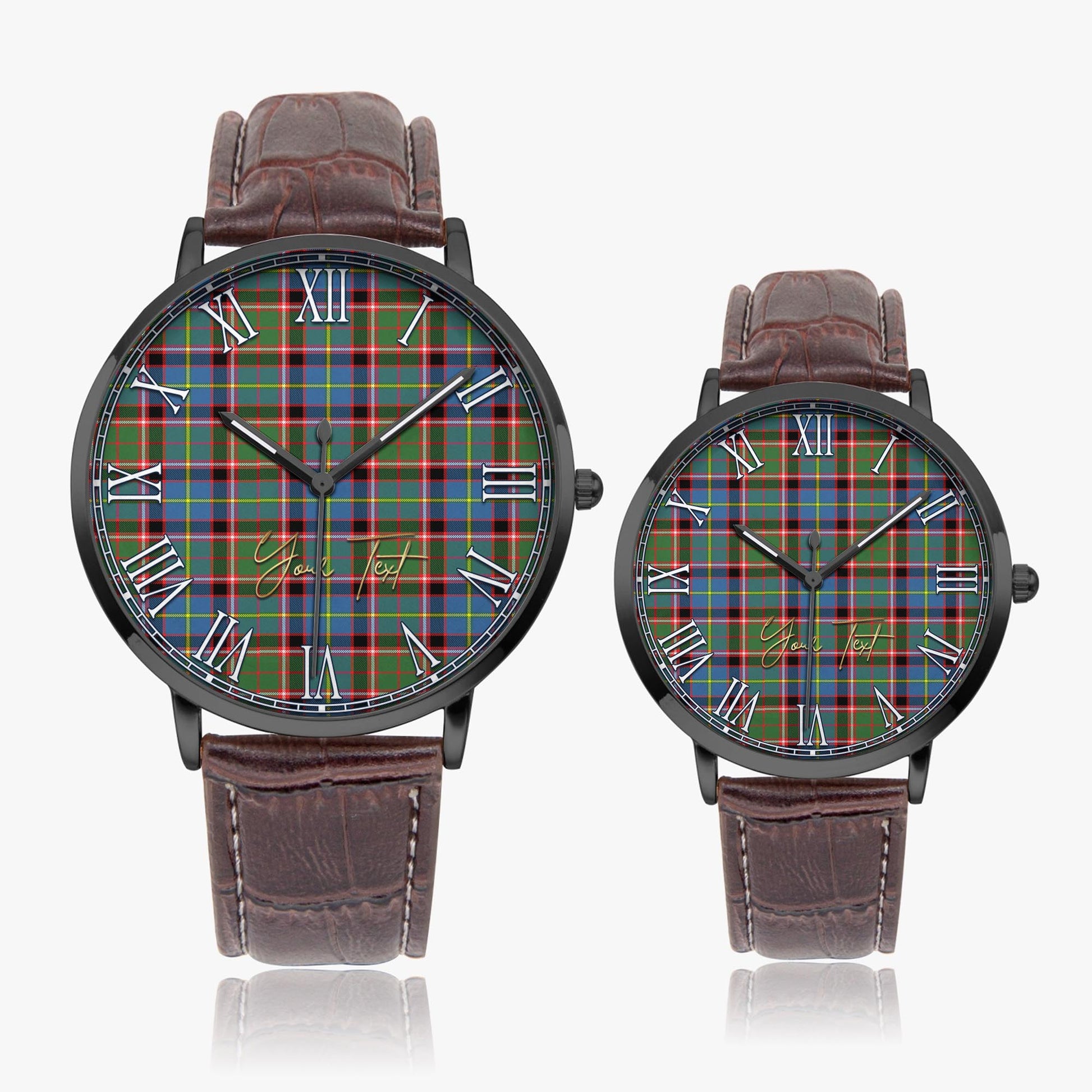 Norvel Tartan Personalized Your Text Leather Trap Quartz Watch - Tartan Vibes Clothing