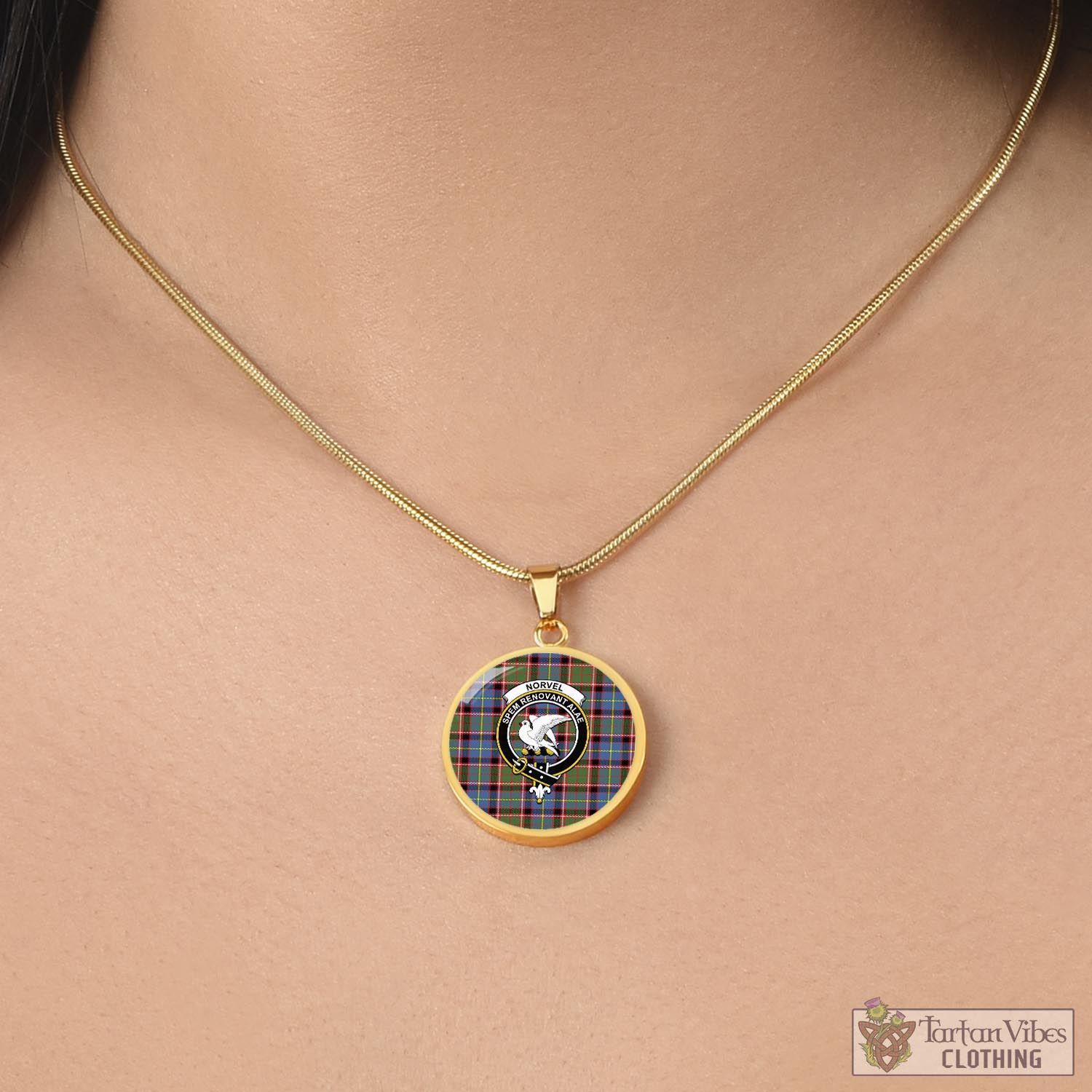 Norvel Tartan Circle Necklace with Family Crest - Tartan Vibes Clothing