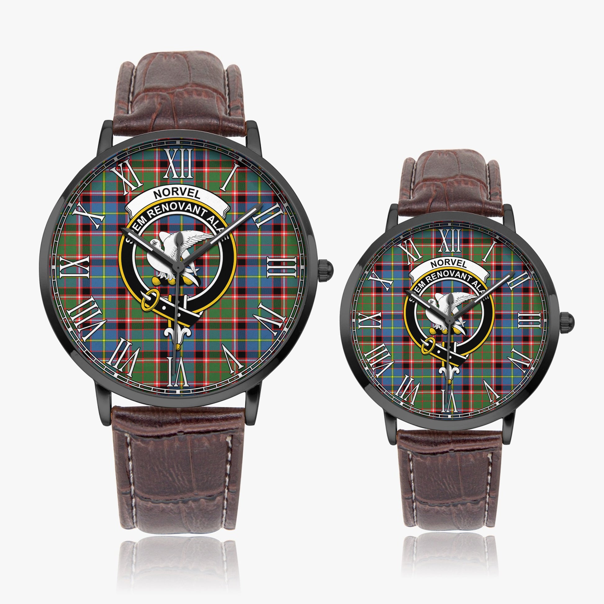 Norvel Tartan Family Crest Leather Strap Quartz Watch - Tartan Vibes Clothing