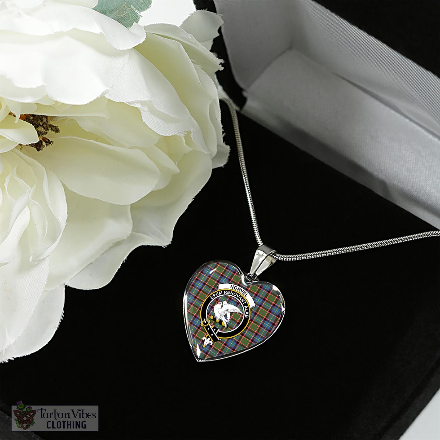 Norvel Tartan Heart Necklace with Family Crest - Tartan Vibes Clothing