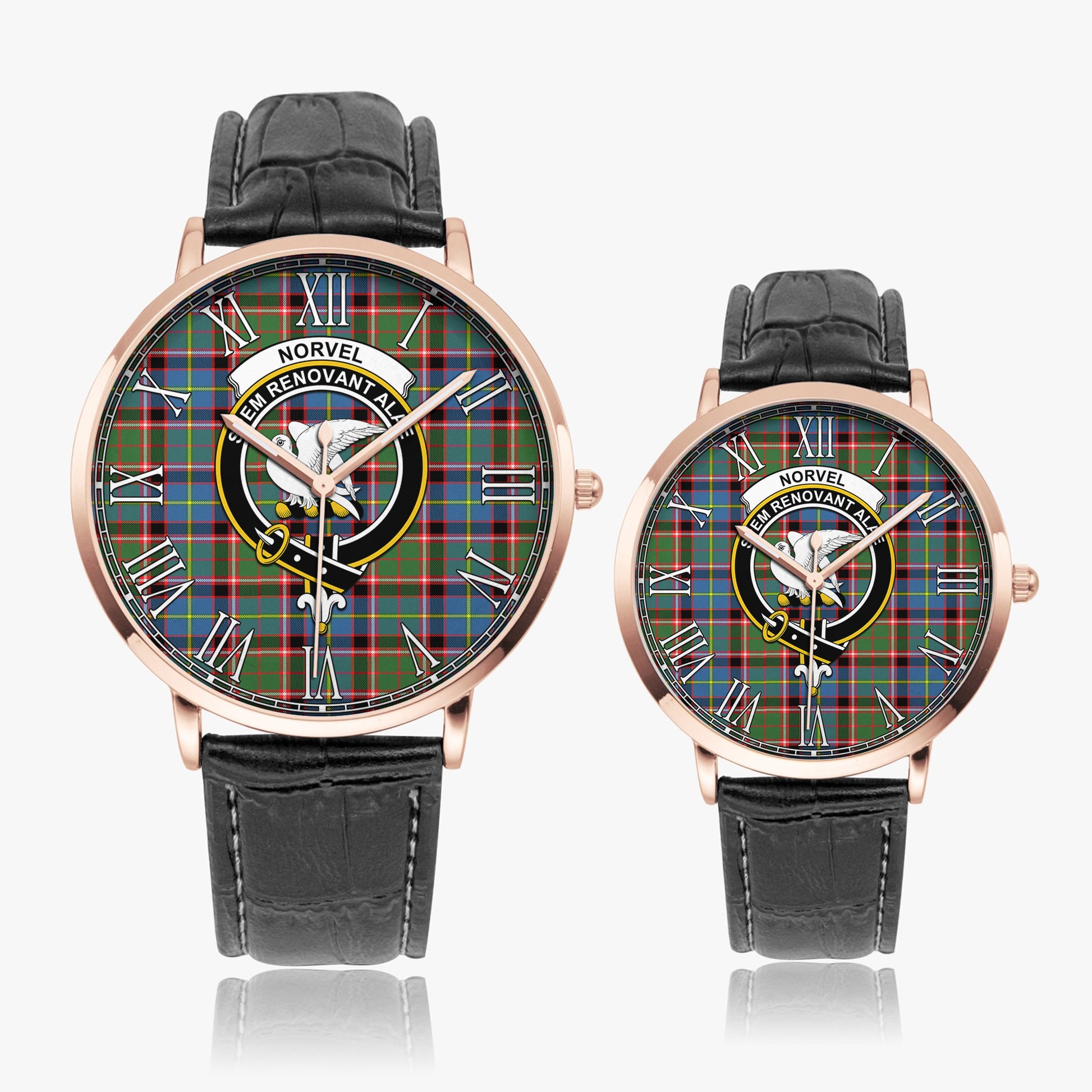 Norvel Tartan Family Crest Leather Strap Quartz Watch - Tartan Vibes Clothing