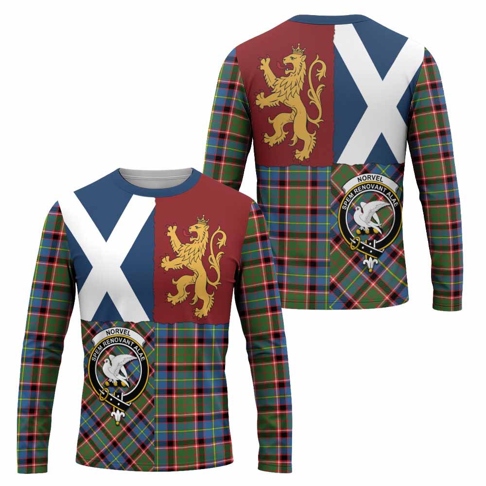 Norvel Crest Tartan Long Sleeve T-Shirt with Lion Rampant Saltire Style