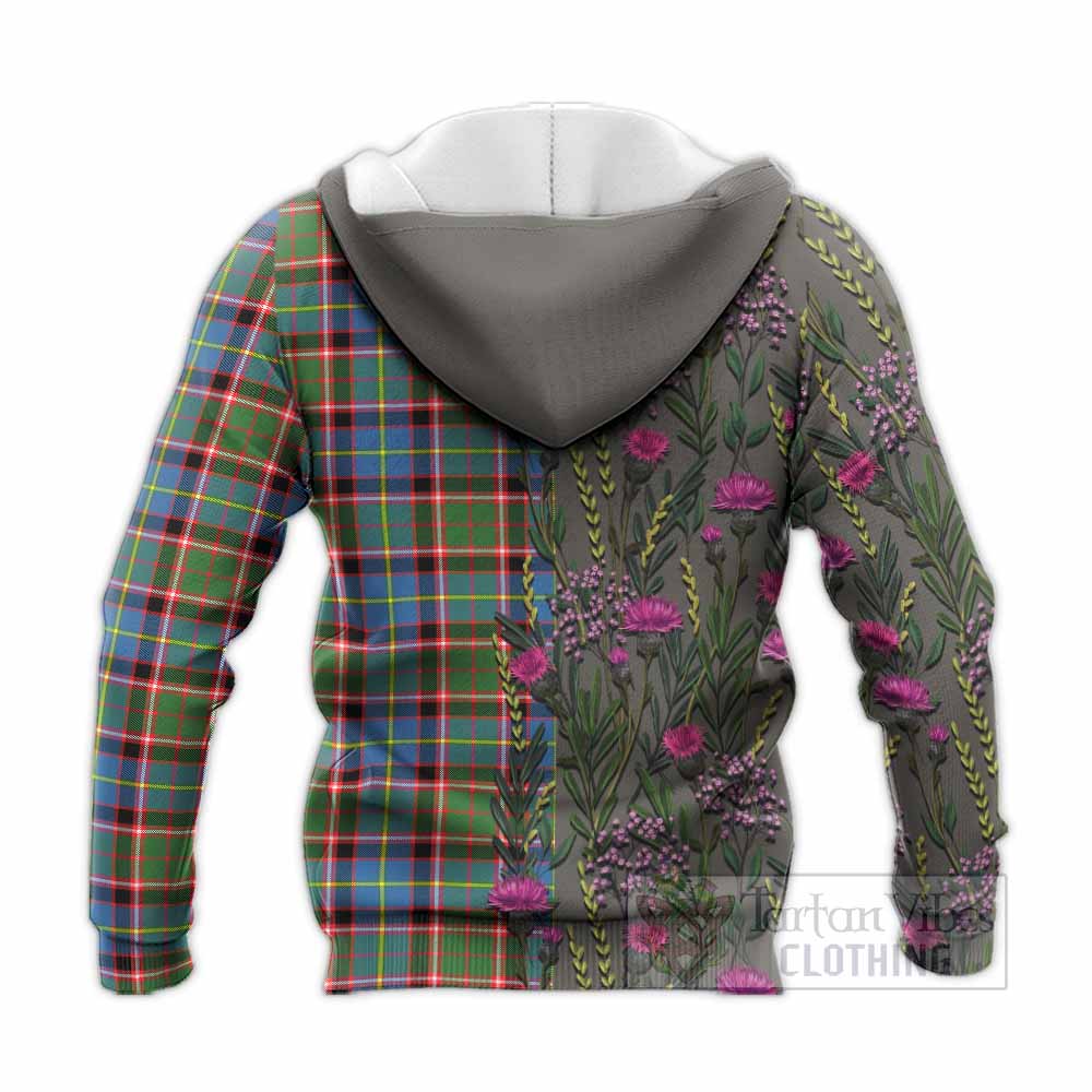 Norvel Family Crest Tartan Knitted Hoodie Scottish Thistle Flower Pattern Half Style - Tartan Vibes Clothing