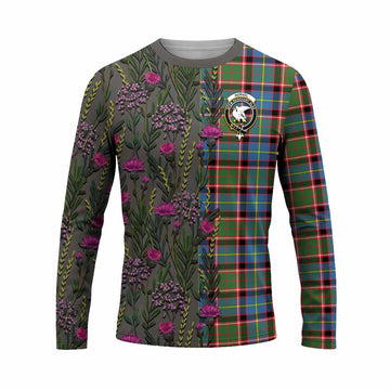 Norvel Family Crest Tartan Long Sleeve T-Shirt Scottish Thistle Flower Pattern Half Style - Tartan Vibes Clothing