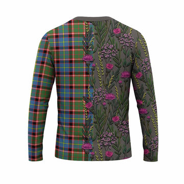 Norvel Family Crest Tartan Long Sleeve T-Shirt Scottish Thistle Flower Pattern Half Style - Tartan Vibes Clothing