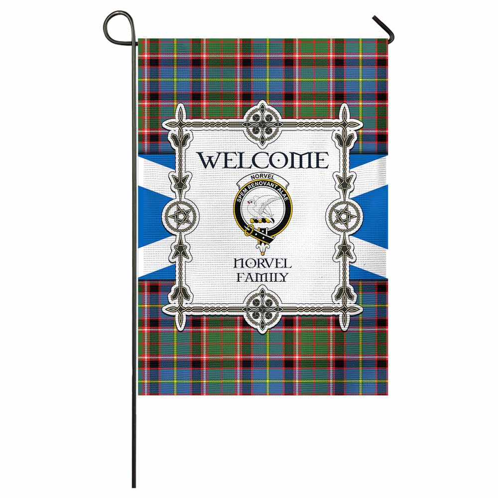 Norvel Family Crest Tartan Welcome Garden Flag Saltire Harmony Style - Tartan Vibes Clothing