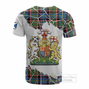Norvel Tartan Cotton T-shirt with Family Crest and Lion Rampant Grunge Style
