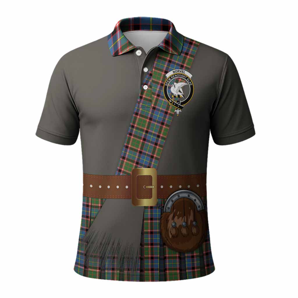 Norvel Tartan Crest Polo Shirt Kilt Costume Style