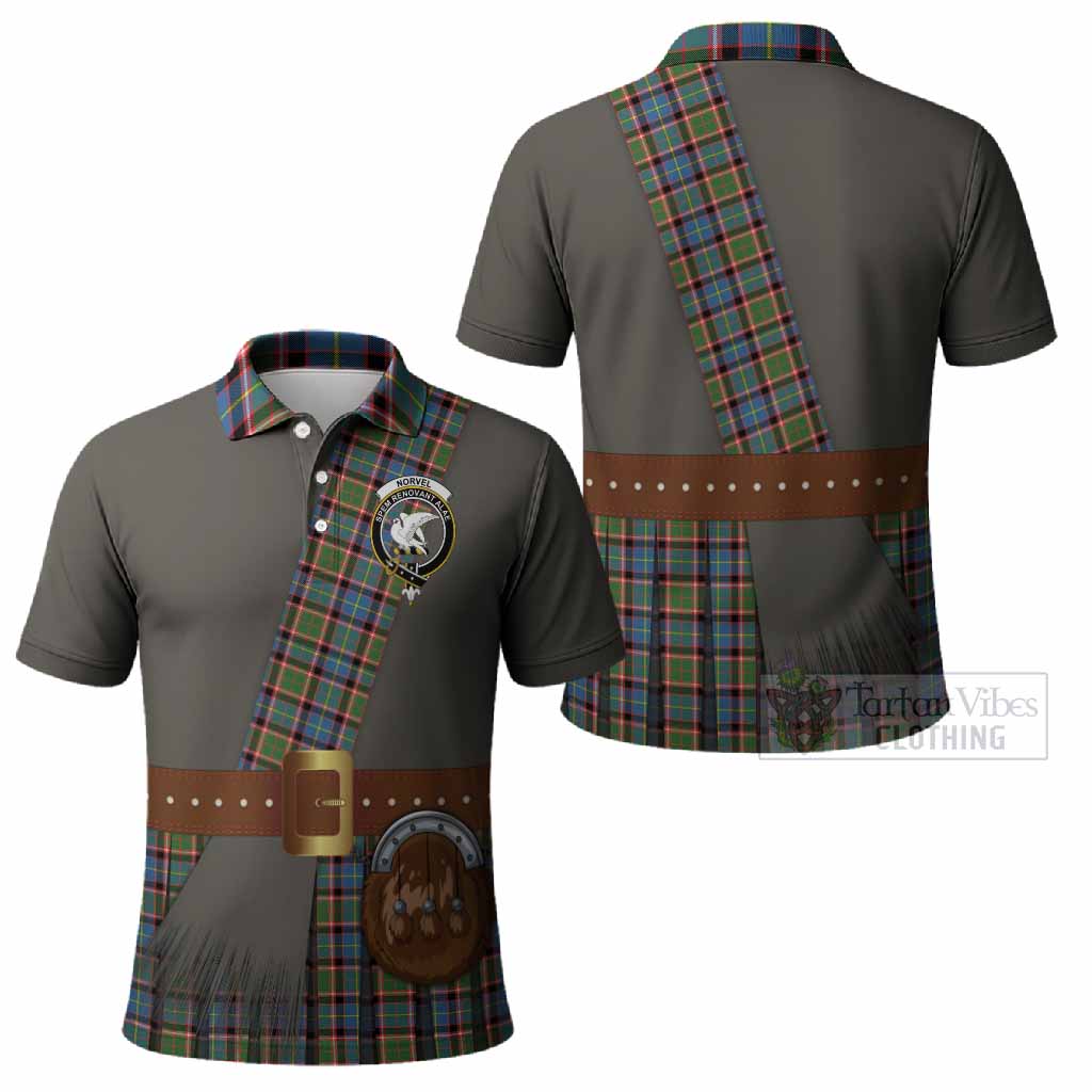 Norvel Tartan Crest Polo Shirt Kilt Costume Style