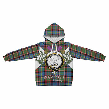 Norvel Tartan Family Crest Kid Hoodie Scottish Burns Night Thistle Floral