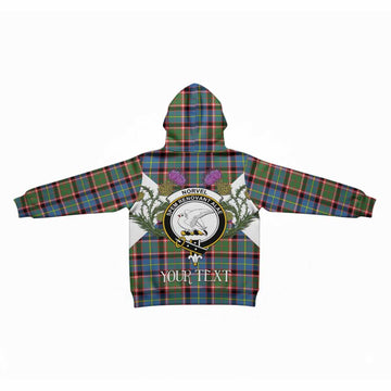 Norvel Tartan Family Crest Kid Hoodie Scottish Burns Night Thistle Floral