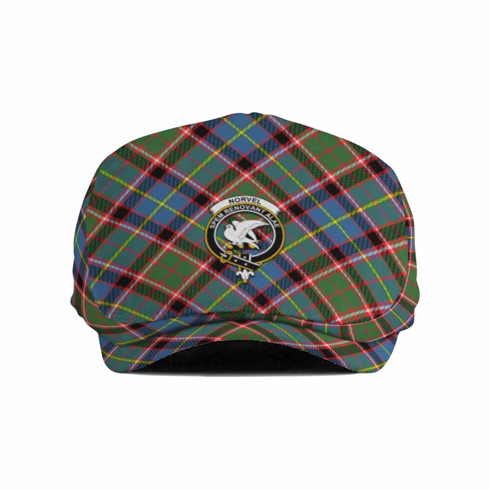 Norvel Tartan Flat Cap, Jeff Cap Cross Style with Family Crest - Tartan Vibes Clothing