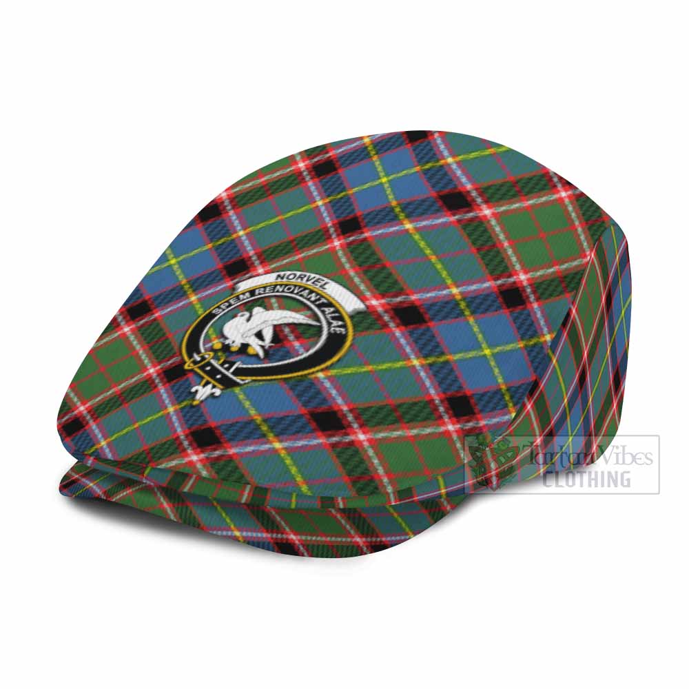 Norvel Tartan Flat Cap, Jeff Cap Cross Style with Family Crest - Tartan Vibes Clothing