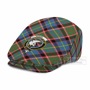 Norvel Tartan Flat Cap, Jeff Cap Cross Style with Family Crest
