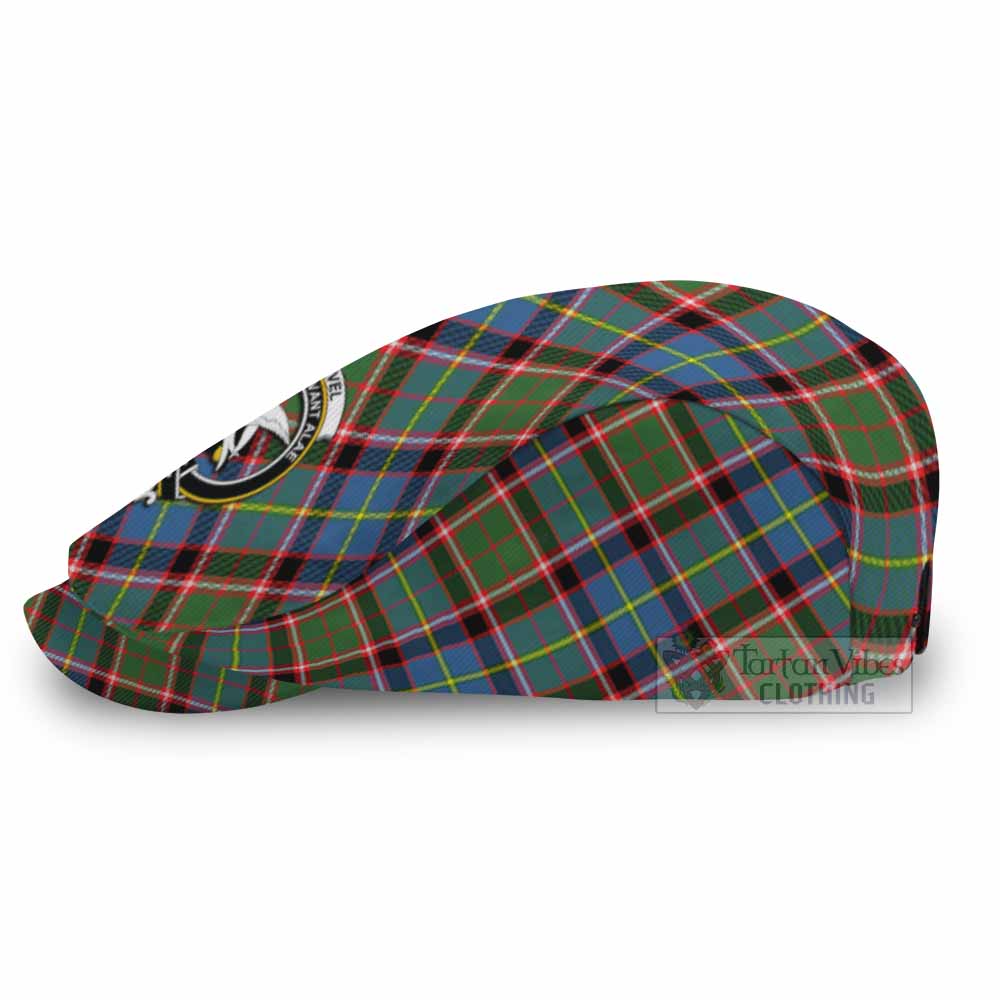 Norvel Tartan Flat Cap, Jeff Cap Cross Style with Family Crest - Tartan Vibes Clothing
