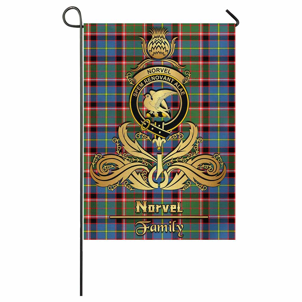 Norvel Tartan Garden Flag with Highland Thistle Cherish Family Crest Style - Tartan Vibes Clothing