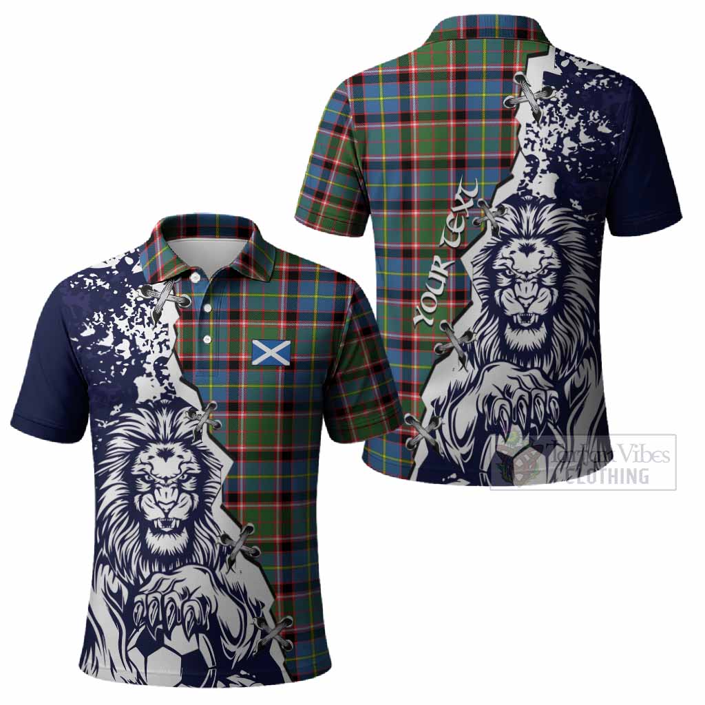 Norvel Tartan Scottish Polo Shirt Angry Lion With Soccer Ball Style
