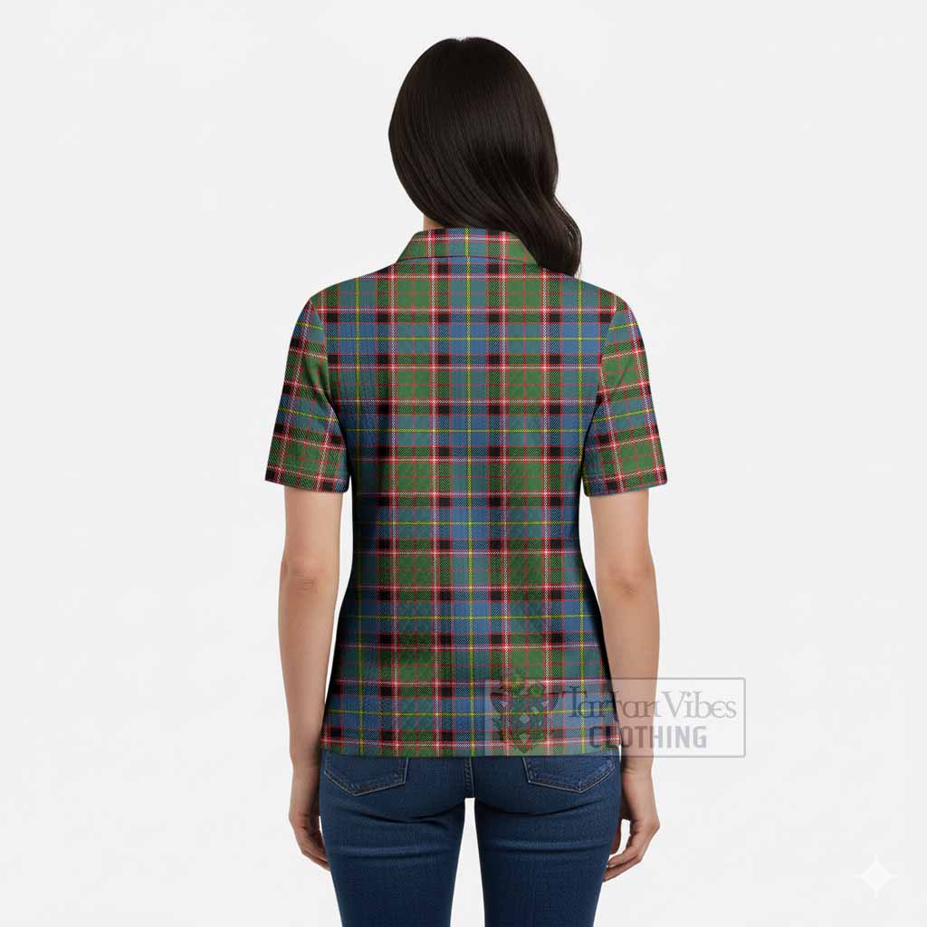Norvel Tartan Women’s Polo Sweater Top with Family Crest