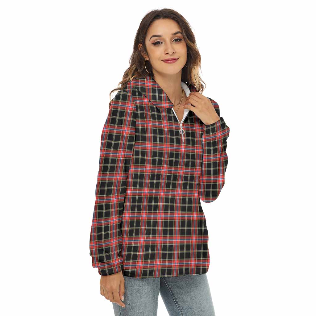 Norwegian Tartan Women's Borg Fleece Hoodie with Half Zip Female - Tartan Vibes Clothing
