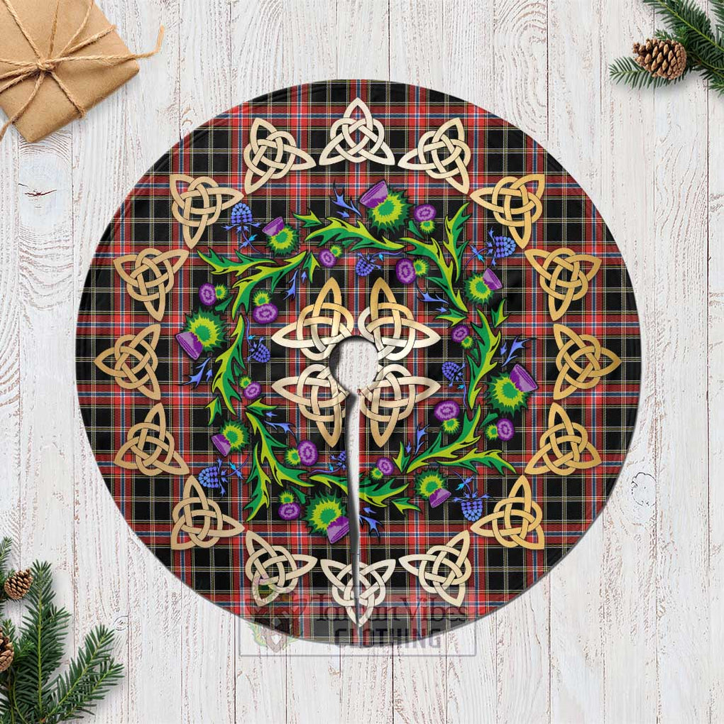 Tartan Vibes Clothing Norwegian Tartan Christmas Tree Skirt with Thistle Celtic Knot Style