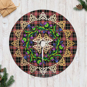 Tartan Vibes Clothing Norwegian Tartan Christmas Tree Skirt with Thistle Celtic Knot Style