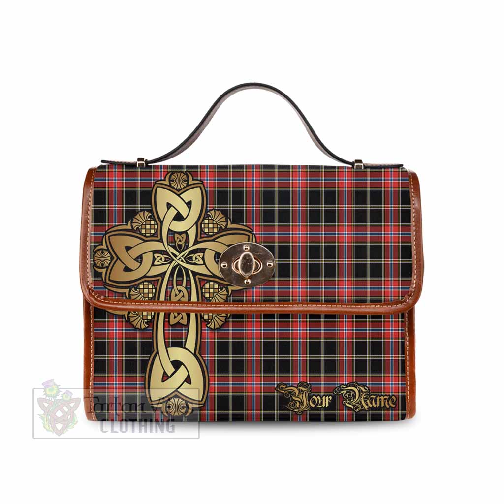 Tartan Vibes Clothing Norwegian Tartan Waterproof Canvas Bag Golden Thistle Celtic Cross Style