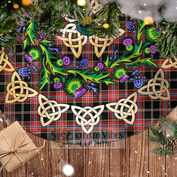 Tartan Vibes Clothing Norwegian Tartan Christmas Tree Skirt with Thistle Celtic Knot Style