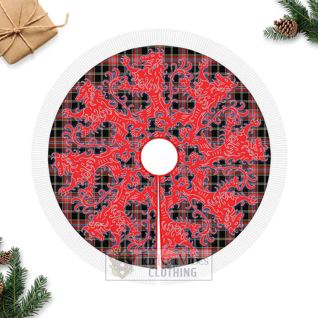 Norwegian Tartan Christmas Tree Skirt Lion Rampant Style Fringed Tree Skirts - Tartan Vibes Clothing