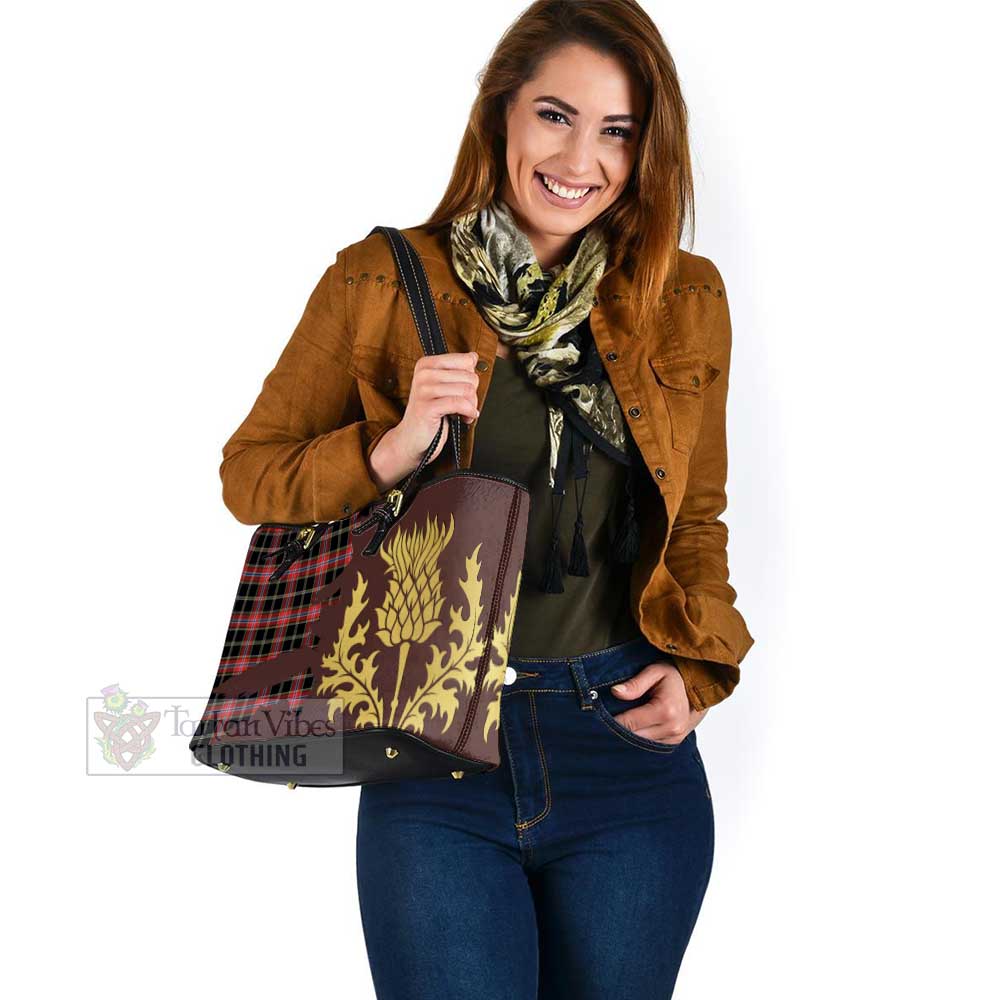 Norwegian Tartan Leather Tote Bag Gold Thistle Style - Tartan Vibes Clothing