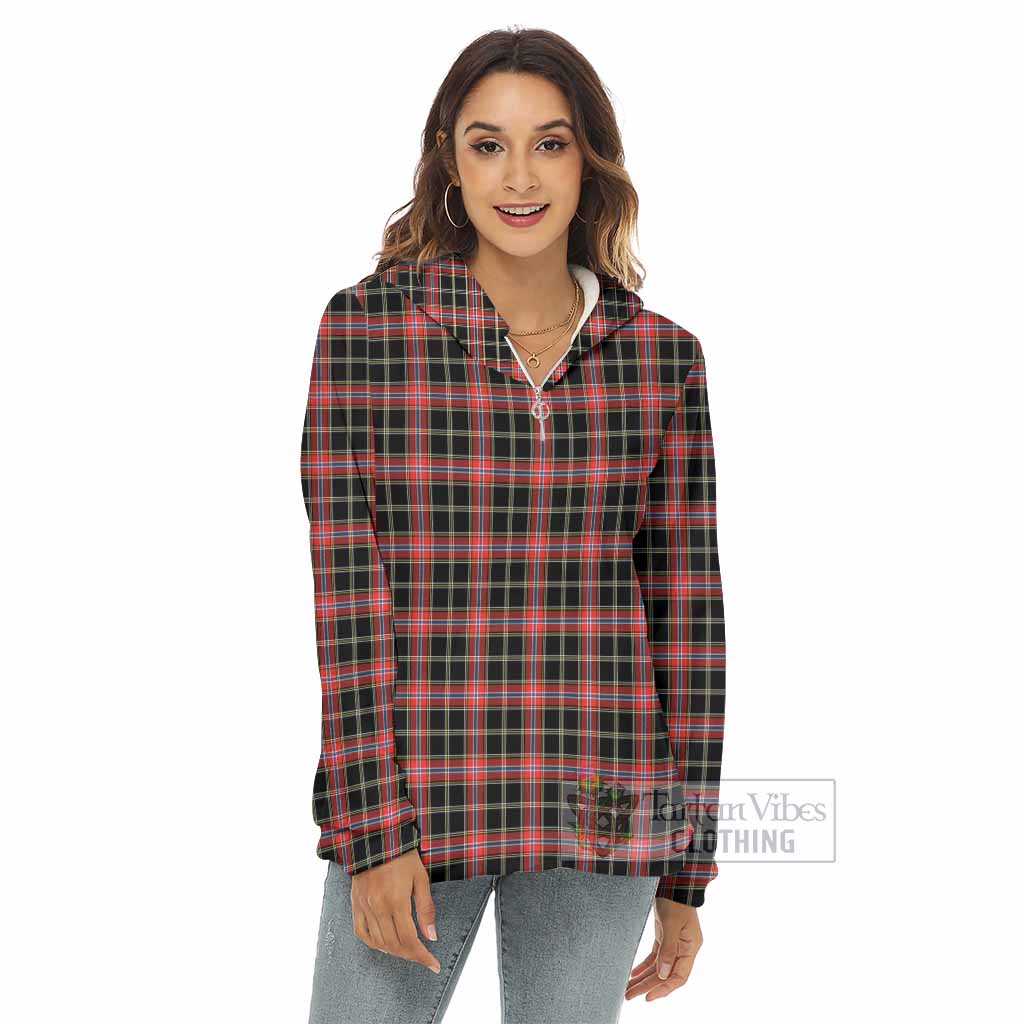 Norwegian Tartan Women's Borg Fleece Hoodie with Half Zip - Tartan Vibes Clothing