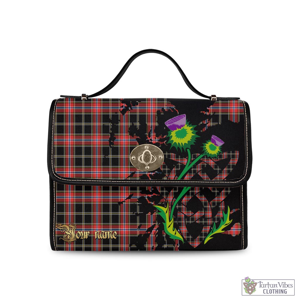 Tartan Vibes Clothing Norwegian Night Tartan Waterproof Canvas Bag with Scotland Map and Thistle Celtic Accents