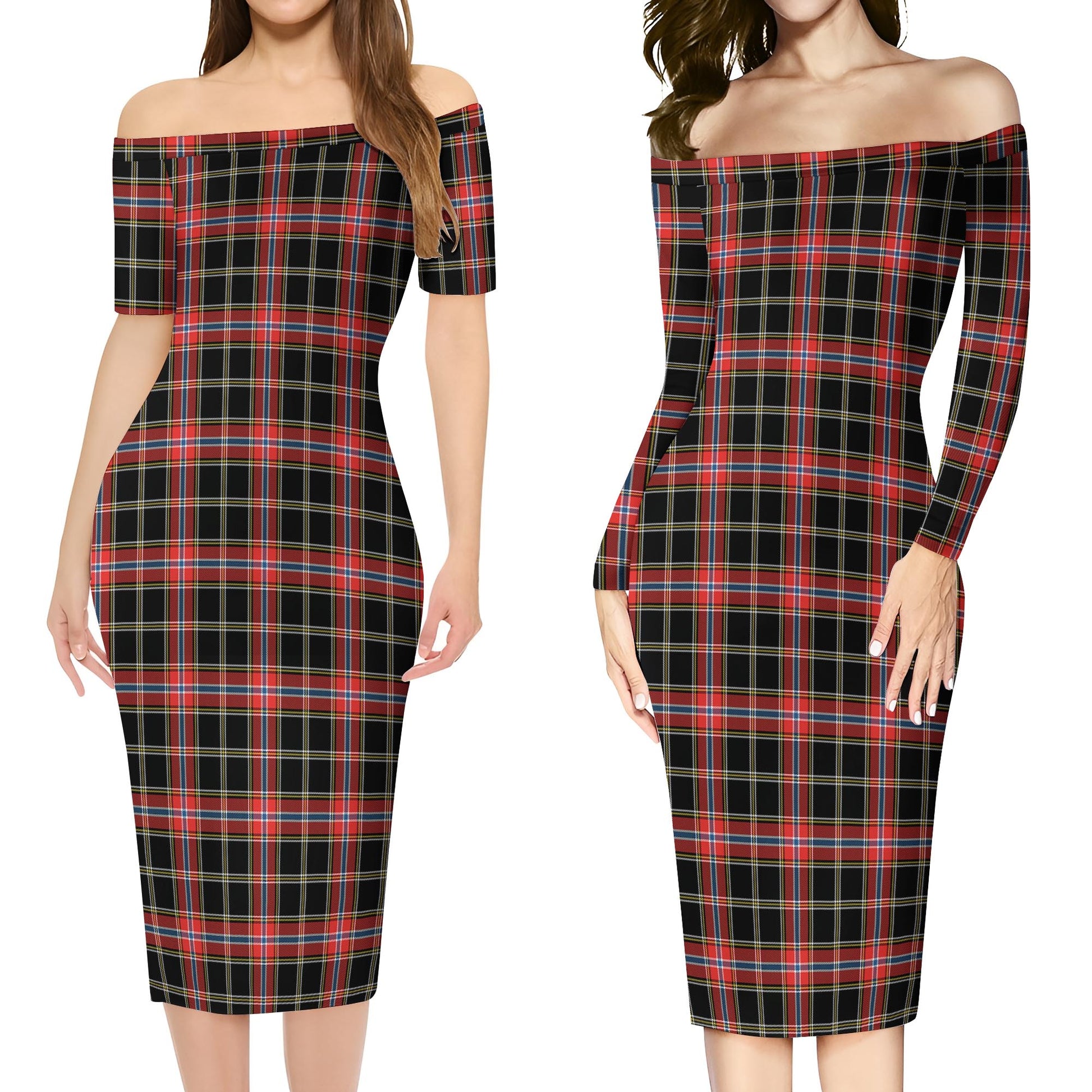 Norwegian Night Tartan Off Shoulder Lady Dress Women's Dress - Tartan Vibes Clothing