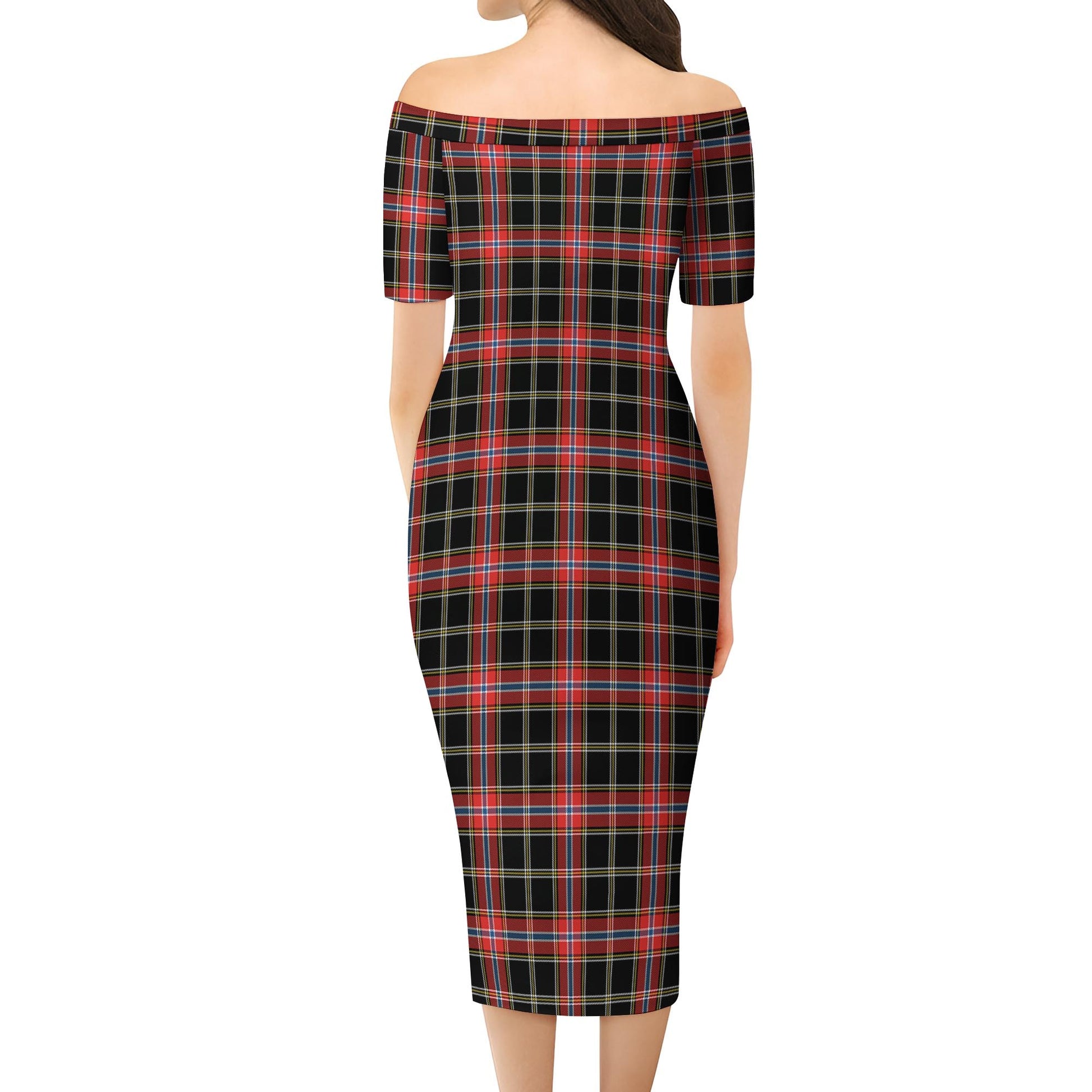 Norwegian Night Tartan Off Shoulder Lady Dress - Tartan Vibes Clothing