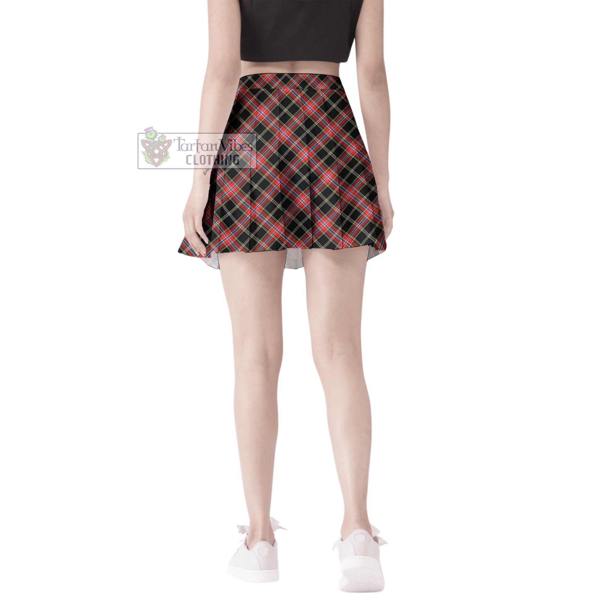 Norwegian Night Tartan Women's Plated Mini Skirt Cross Style - Tartan Vibes Clothing